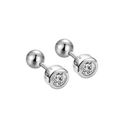 Minimalistische S925 Silber Ohrstecker mit Zirkonia Steinen und Kugel Schraubverschluss - Standardtyp / Weißgold