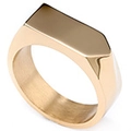 Minimalist gold-plated stainless steel signet ring with a polished geometric rectangular top - US 7 / Gold (13204)