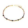 Collana girocollo con zirconi arcobaleno e ciondoli a cuore in smalto nero placcati oro - Cuore Nero: Zircone Colorato