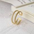 Zweilagiger goldener Perlenring mit verstellbarem Design und polierter Oberfläche - Einstellbar Offen / Gold Doppelschicht Perlen (R425) / Gold