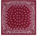 Carré de soie rouge foncé avec imprimé cachemire blanc classique et style rétro chic - Cachemire Bordeaux