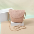 Cute handmade straw crossbody bag in pale nude pink with a circular woven design - Small / Flap Bag / Dusty Pink