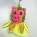 Plush creative monkey banana key chain pendant with pink face and green hood in yellow skin - 16cm Banana Monkey
