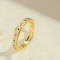 Detail of adjustable gold ring with white enamel and vibrant multi-colored gemstones - White Enamel Rhinestone (JZ0428白色)