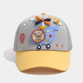 Dettaglio del cappellino a rete per bambini con elicottero 3D e ricamo dell'orso - 52cm 2-5 Anni / Grigio