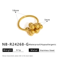 Spécifications de taille pour la bague géométrique dorée en acier inoxydable avec perles - US 7 / Style de grappe de petites boules dorées (NB-R24268-G)