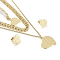 Set gioielli dorati con collana a doppio strato cuore e orecchini a lobo martellati - Oro (KS141200-KLX)