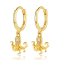 Elegante vergoldete S925 Silber Oktopus-Ohrringe mit fein besetzten Zirkonia-Steinen - 925er Silber / Gold