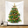 Dettaglio dell'arazzo con albero di Natale decorato su una parete interna strutturata - 73X95 CM (Esportazione Spazzolato) / Albero di Natale a Luce Calda (GT100560)