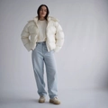 Classic light blue wide-leg denim jeans with elastic high waist and relaxed fit - S / Light Blue (Q1302)