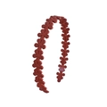 Detail of red-brown acrylic floral headband showing matte texture and inner non-slip teeth - Red-brown