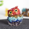 Rainbow crystal resin owl figurine with colorful gemstone layers and yellow eyes - Multicolor Combo