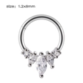 Silver stainless steel septum ring with five marquise and round clear zircon stones - NO 14 (Marquise Cluster)