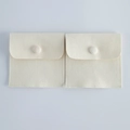 Elegant cream velvet jewelry pouch with snap button closure for rings and small gifts - 8x8cm / Off White