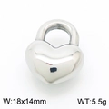 Silver heart pendant DIY jewelry accessory in 18x14mm size with polished metal finish - Steel (KLJ8005-Z)