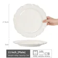 White ceramic 11-inch steak plate with elegant wave edge design, 27.8cm diameter - Yichen - Lace White Large Plate 11 Inch (Grade B)
