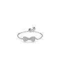 925 silver bow chain ring with sparkling micro-pave cubic zirconia and adjustable band - Adjustable Open / Bowknot White Zirconia Style (RHR1190-BAI)