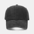 Detail view of washed cotton fabric and embroidery eyelets on charcoal baseball cap - Adjustable (56-60cm) / Dark Gray