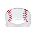 Detail of white elastic sports headband featuring red baseball stitching pattern - Softball Full White