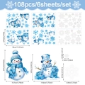 Blue and white snowman snowflake Christmas window decals set, 108pcs on 6 sheets - Snowman/Snowflake / UV24Y10546T_T