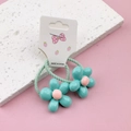 Élastiques à cheveux avec fleurs bleues pour enfants dans un lot de deux vert clair - Cyan