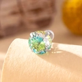 Clou d'oreille de 8mm en zircon irisé bleu-vert avec base en acier titane argenté - Dégradé Jaune Bleu (A349-3) / 8mm (Pièce Unique)