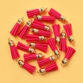 Pink faux suede tassels with gold caps and loops for DIY bag and key ring accessories - Rose Red