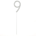 Sparkling silver rhinestone cake topper number 9 with metal stand for birthdays - Number 9 / Silver