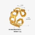 Anello a catena regolabile in acciaio inossidabile placcato oro per donna stile minimal - Oro