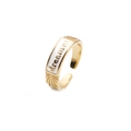 Close-up of gold-plated ring with white enamel and dreamer inscription detail - Adjustable Open / White