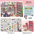 2.5D DIY stickers set with cartoon room scenery and pink furniture for creative crafts - Dimension Hut