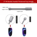 Nail art cat eye magnetic wand tool CT-06 with dual round and square heads for diverse effects - CT-06 Double Head Thick Gray Handle
