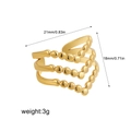 Gouden drielaagse golfvormige open ring met kraaldetails van 21 mm bij 18 mm groot - Drielaags Golvend Met Kralen (R714_11) / Goud