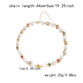 Detail view of 44+5cm gold chain necklace with pearls and colored star gems - Gold Multicolor Flower (Without Base)