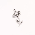 Silver stainless steel December birth flower pendant with hollow floral cutout design - February Silver