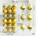 36-delige set gouden kerstballen met matte, glinsterende en gestreepte texturen - Goud