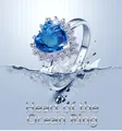 Elegant heart shaped blue gemstone ring with halo diamonds on a water splash background - Blue Diamond [white Copper Plated With White Gold] Ljz-69 / Adjustable Open