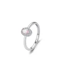 Eleganter Ring aus 925er Sterlingsilber mit rosa ovalem Edelstein und Zirkonia-Halo - US Größe 5 / Hellrosa
