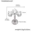 Titanium alloy labret piercing jewelry featuring three zircon stones in silver finish - Steel Color Lip Stud (T020)