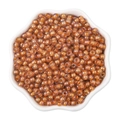 Vibrant orange 4mm iridescent glass seed beads in a white floral dish for DIY jewelry - 4mm / Metallic Orange (#01 Style)