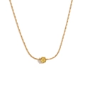 Minimalist 18K gold plated necklace with a yellow round cut zircon pendant and thin chain - Gold-Yellow Rhinestone