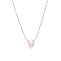 Forest style silver necklace with pink gemstone pendant and elegant deer antlers - Silver-Pink Zirconia