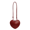Elegant red heart-shaped leather crossbody bag with silver zipper on white background - Red