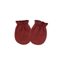 Infant cotton knit anti-scratch mittens in dark red with elastic ruffled cuffs - Patterned Red (Elastic Anti-Scratch Mittens)