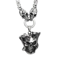 Collier punk argenté avec pendentif crâne et serpents sur chaîne royale robuste - Ensemble Collier Byzantin avec Pendentif Crâne et Serpent (KN230987-Z)