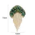 Smaragdgroene kristallen kwastjesbroche in waaiervorm, gouden afwerking, 7,2x4,3cm - Smaragdgroen (XX0127)