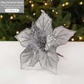 Glitzernde silberne künstliche Weihnachtsblume für den Christbaumschmuck 24cm groß - Silber