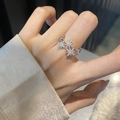 Bague réglable en argent avec breloques étoiles et pavé d'oxydes de zirconium - Bague Étoile