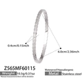 Bracciale rigido in acciaio argento trapuntato con diamanti larghezza 0,4cm diametro 6,0cm - Stile Trapuntato con Strass (Z565-Bracciale Acciaio)
