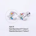 Piercing hélix lune et étoile argenté avec zircons arc-en-ciel, tige 6mm en acier, modèle 7# - (1 PC) 7# Étoile & Lune - Argent